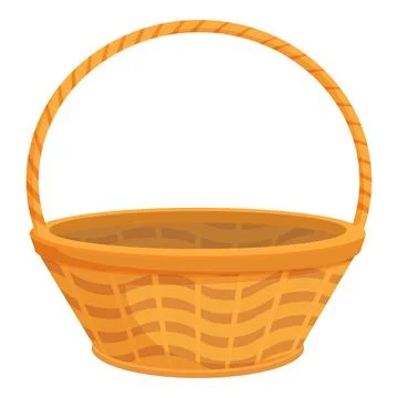 Empty wicker basket standing with handle up for harvesting or picnic Illustration
