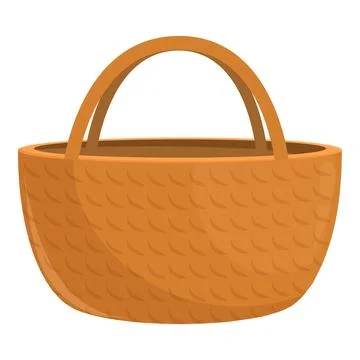 Empty wicker basket standing up with handle Stock Illustration