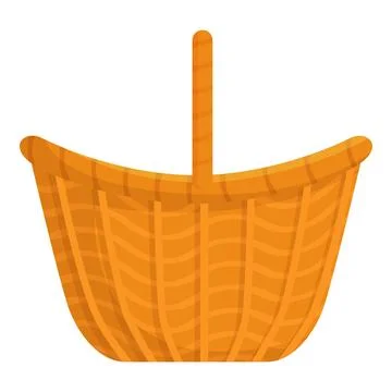 Empty wicker basket standing with raised handle Illustration