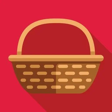 Empty wicker basket standing on red background Stock Illustration