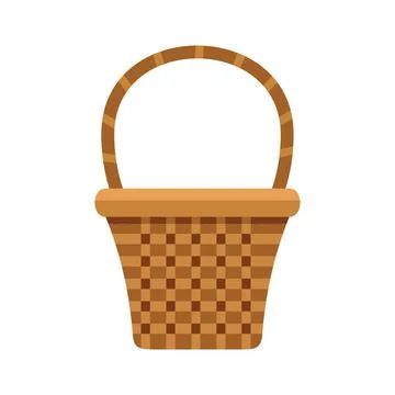Empty wicker basket standing on white background Illustration