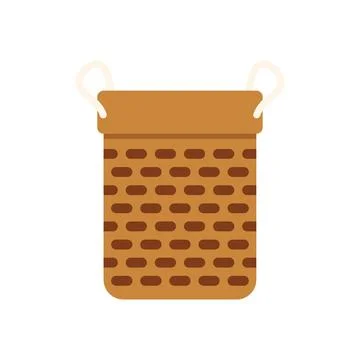 Empty wicker basket standing on white background Illustration