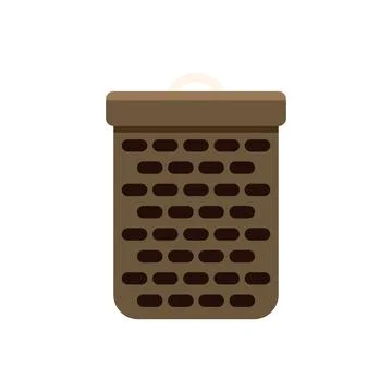 Empty wicker basket standing on white background Illustration