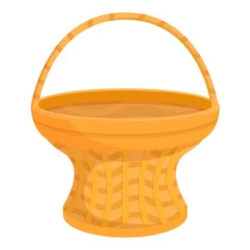 Empty wicker basket standing with woven handle for carrying Stock Illustration