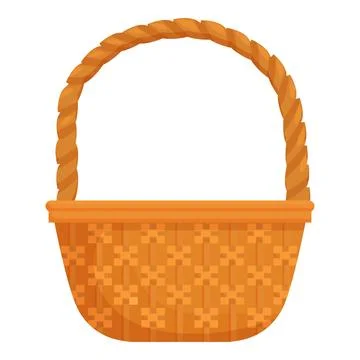 Empty wicker basket standing with woven handle Illustration