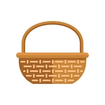 Empty wicker basket waiting to be filled on white background Illustrazione stock