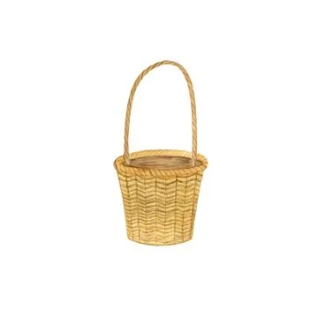 Empty wicker basket watercolor spring illustration on the white background Stock Illustration