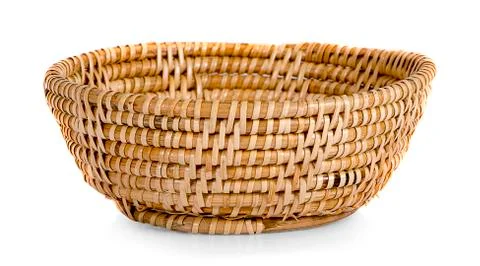 Empty wicker basket on white background Stock Photos