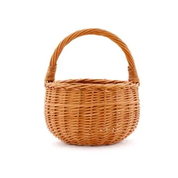 Empty wicker basket on a white background. Stock Photos