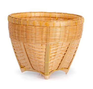 Empty Wicker basket on white background Stock Photos