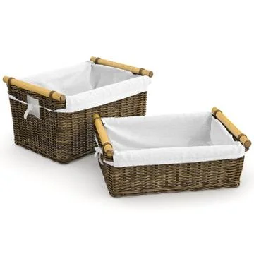 Empty wicker baskets with fabric Stock Illustration