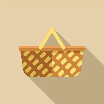 Empty wicker picnic basket casting long shadow Illustration