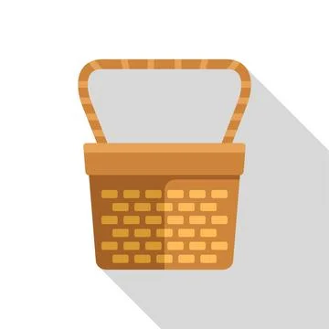 Empty wicker picnic basket with closed lid on white background Ilustração Stock