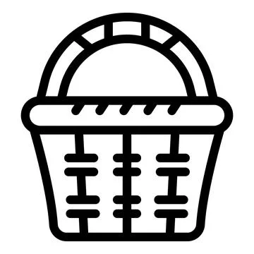 Empty wicker picnic basket icon representing outdoor dining Stock Illustration