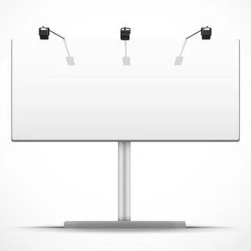 Empty wide mockup billboard with spotlights and day light. Vector Illustration. Stock Illustration