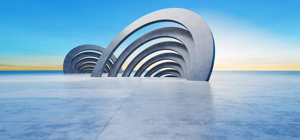 Empty wide space for mockup. Abstract minimal architectural background. Par.. 스톡 일러스트
