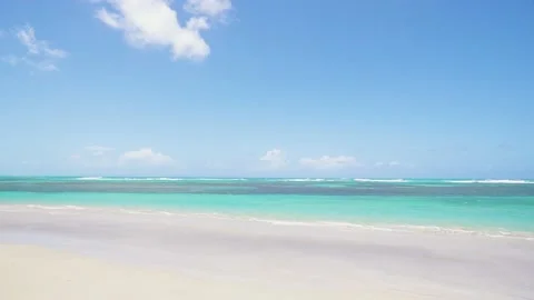 Empty wild Caribbean beach with blue ocean and clean sea waves. Paradise beach Vidéo 151500110