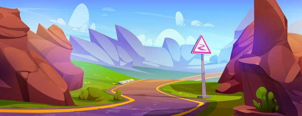 Empty winding road in mountains Stock Illustration