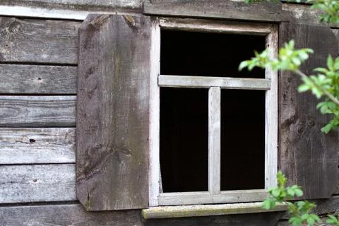 Empty window of old house Foto stock