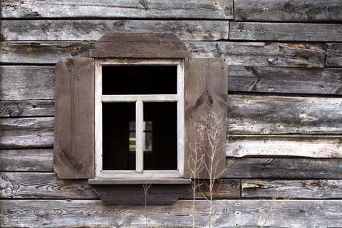 Empty window of old house Stock Photos