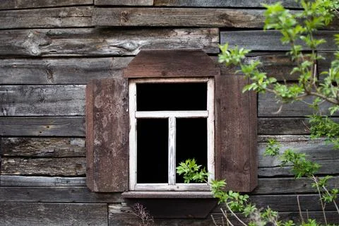 Empty window of old house Stock Photos
