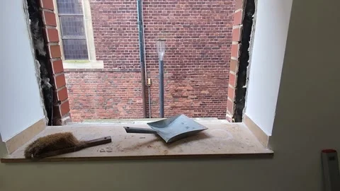 Empty Window Opening During Renovation Work Stockbeeldmateriaal 334889622