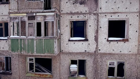 Empty Windows of an abandoned house Stock Footage 107091587