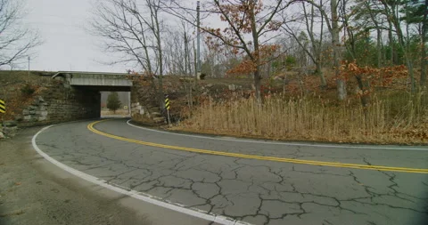 Empty Windy Roads At Stony Creek During Winter Time In Branford, Connecticut Stock Footage 151194934
