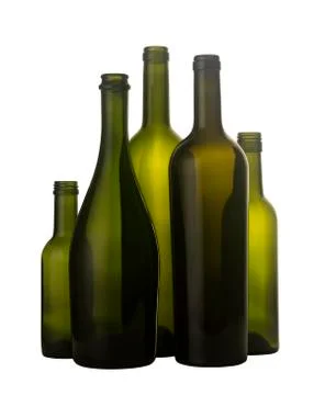 Empty wine bottles isolated on white Foto stock