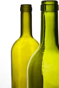 Empty wine bottles on white background Stock Photos