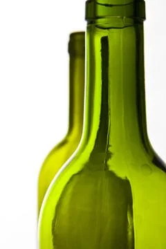 Empty wine bottles on white background Stock Photos