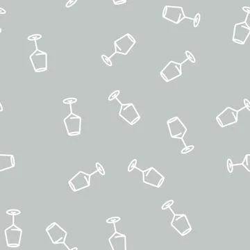 Empty wine glass line vector seamless pattern 스톡 일러스트