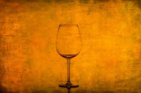 Empty wine glass on nice rusty vintage texture Stock Illustration