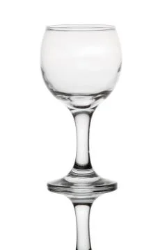 Empty wine glass with reflection, isolated on white Stock Photos