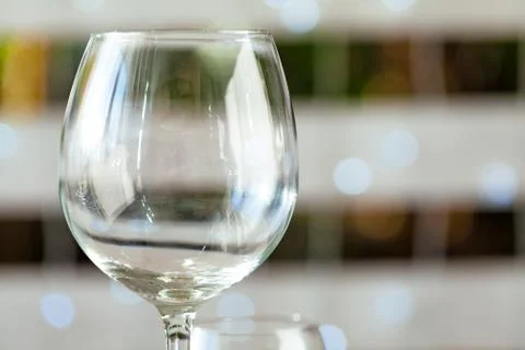 Empty wine glass on a restaurant table Foto stock