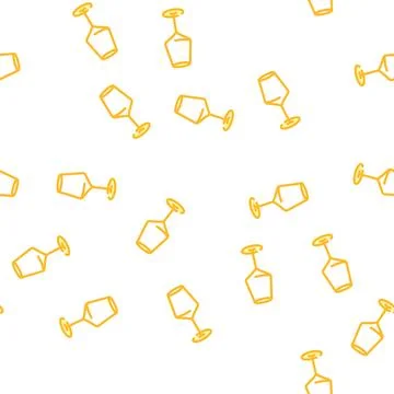 Empty wine glass vector seamless pattern 스톡 일러스트