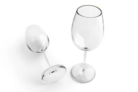 Empty wine glass on white background. 3d render 스톡 일러스트
