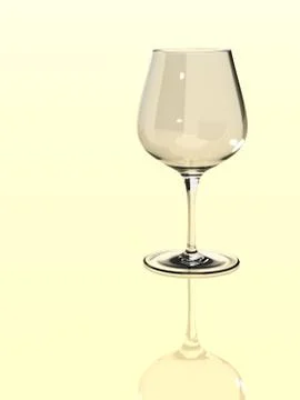 Empty wine glass on a yellow background. Stock Illustration