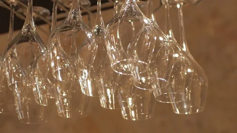 Empty wine glasses Stock Footage 95498318