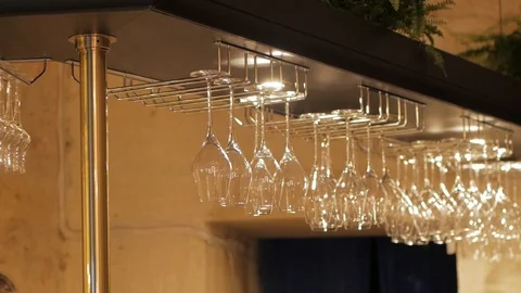 Empty wine glasses Stock Footage 95498330