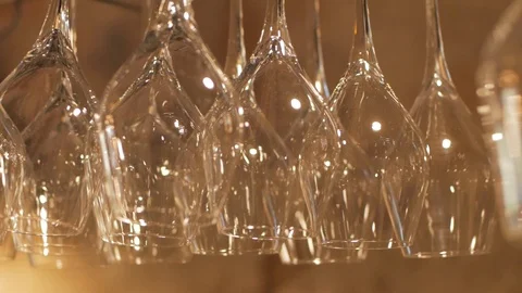 Empty wine glasses Stock Footage 95498352