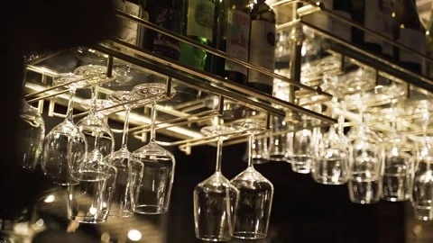 Empty wine glasses Stock Footage 146697093