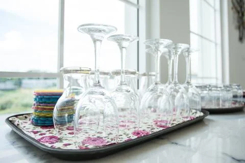 Empty wine glasses Stock Photos
