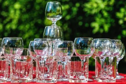 Empty wine glasses Stock Photos
