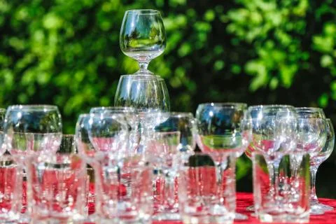 Empty wine glasses Stock Photos