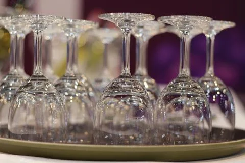 Empty wine glasses Stock Photos