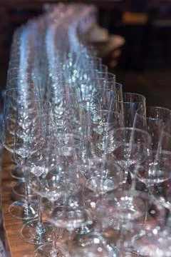 Empty wine glasses in a row 写真素材