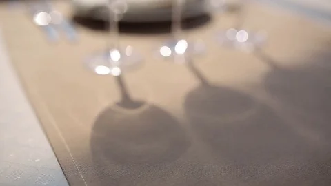 Empty wine glasses on table Vídeo Stock 74137355
