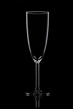 Empty wineglass with reflection. Stock Photos