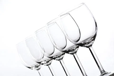 Empty wineglasses on white background Stockfoto's